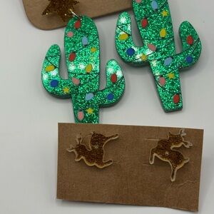 24-2 pairs of glittery Christmas earrings